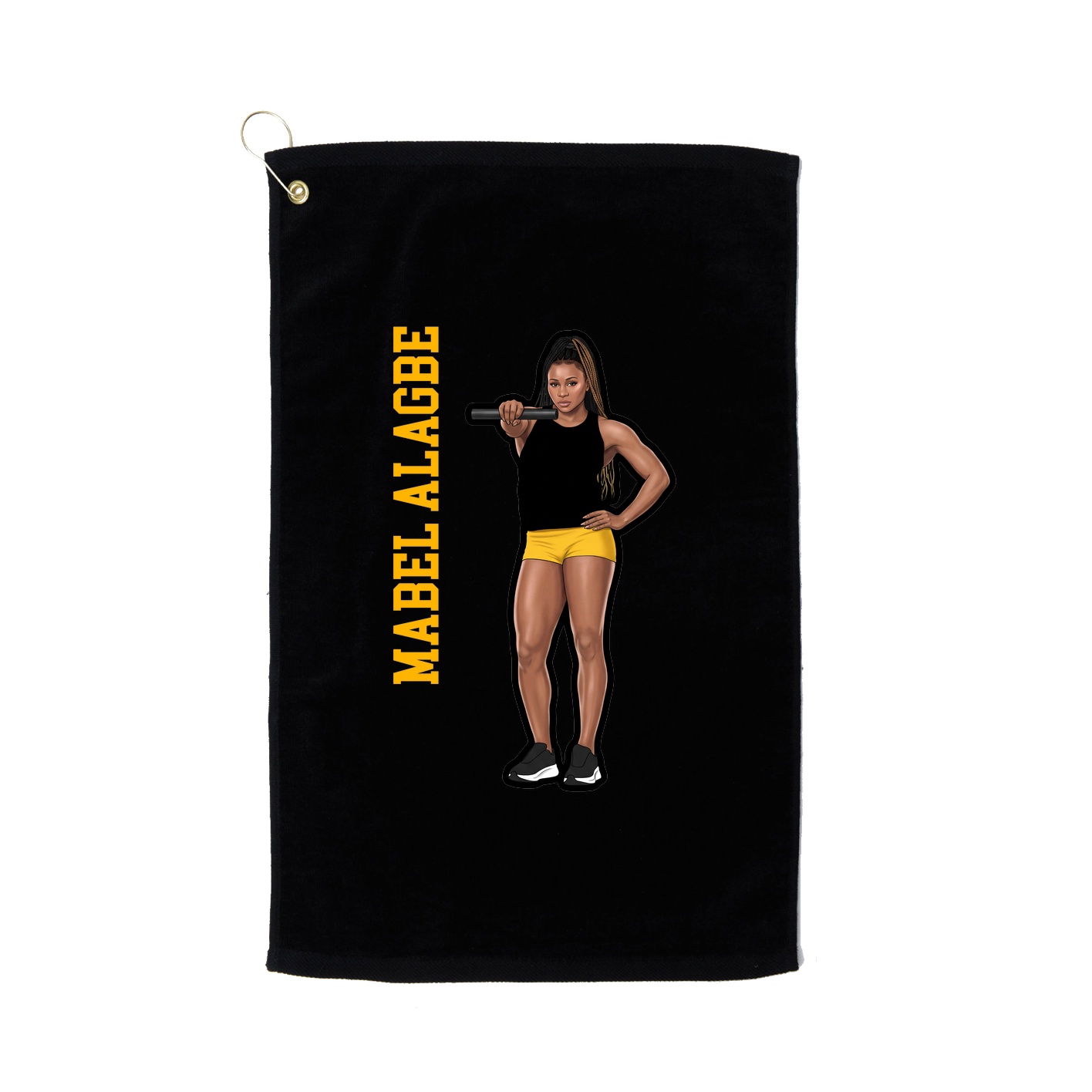 Golf Towel — Name Vertical in Black