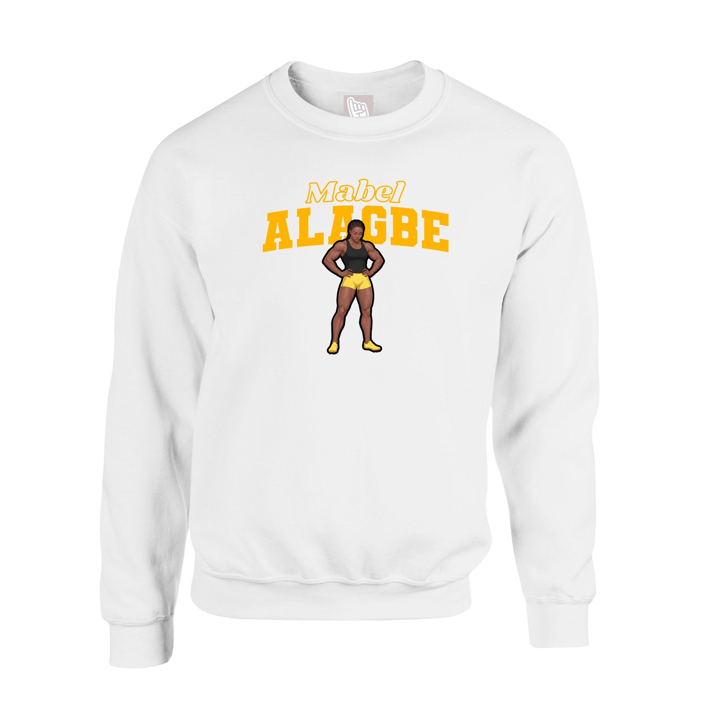 Fleece Crew — Name Arch in White