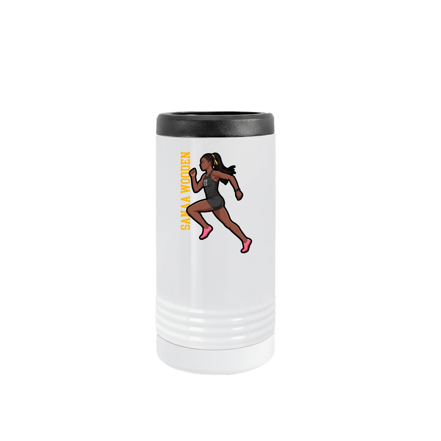 Slim Beverage Holder — Name Vertical in White