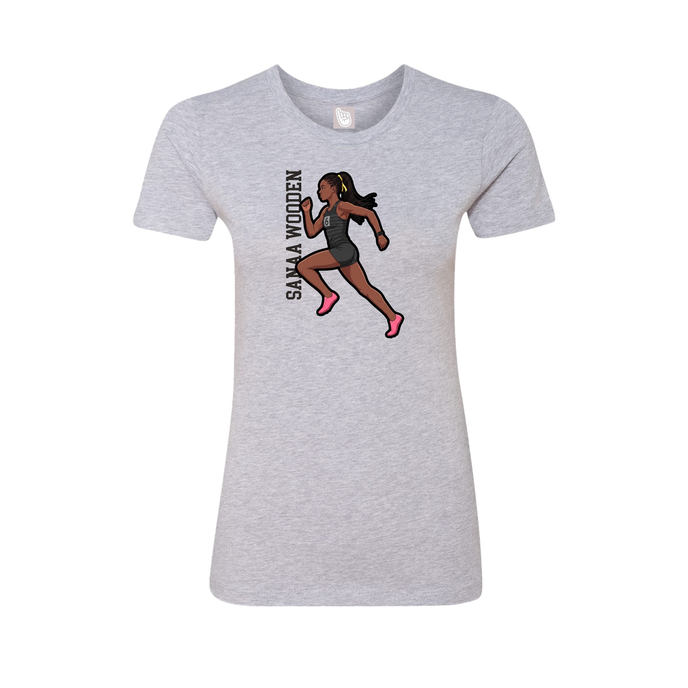 Fitted Women's Tee — Name Vertical in Grey