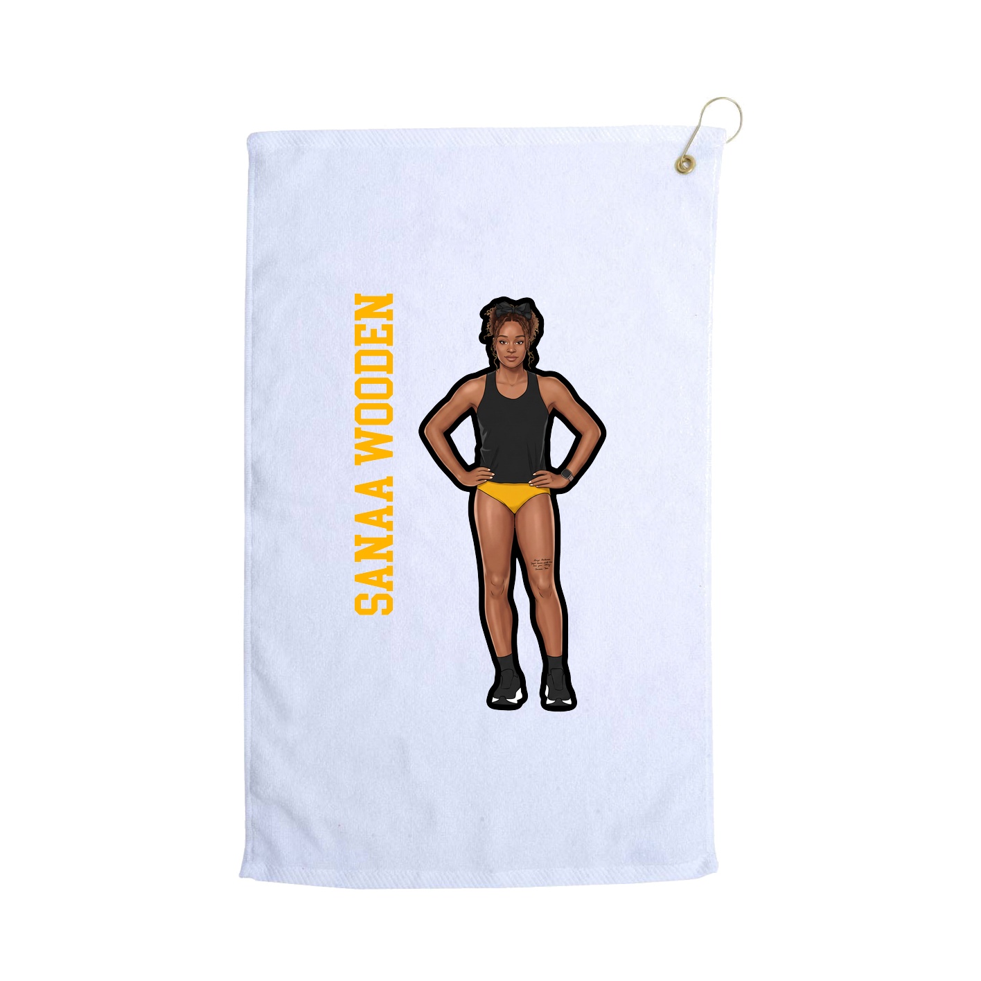 Golf Towel — Name Vertical in White