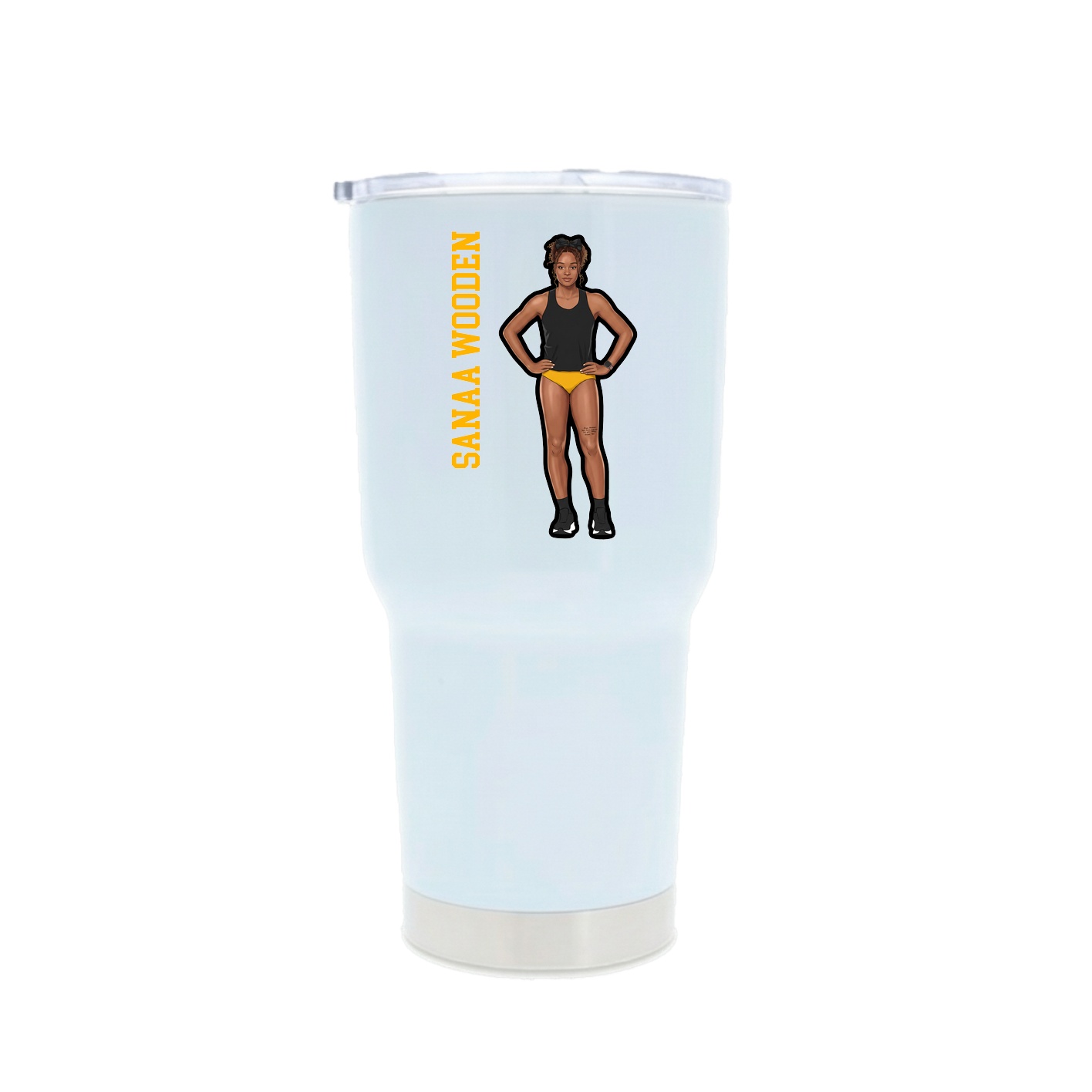 30oz Stainless Steel Tumbler — Name Vertical in White