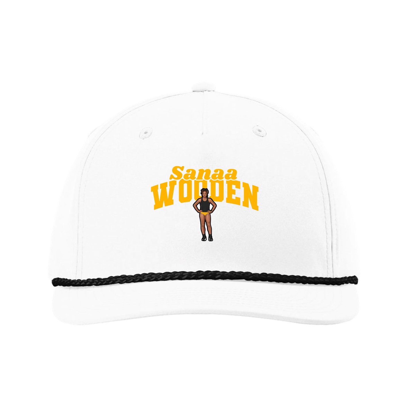 Five-Panel Classic Rope Cap — Signature Arch in White