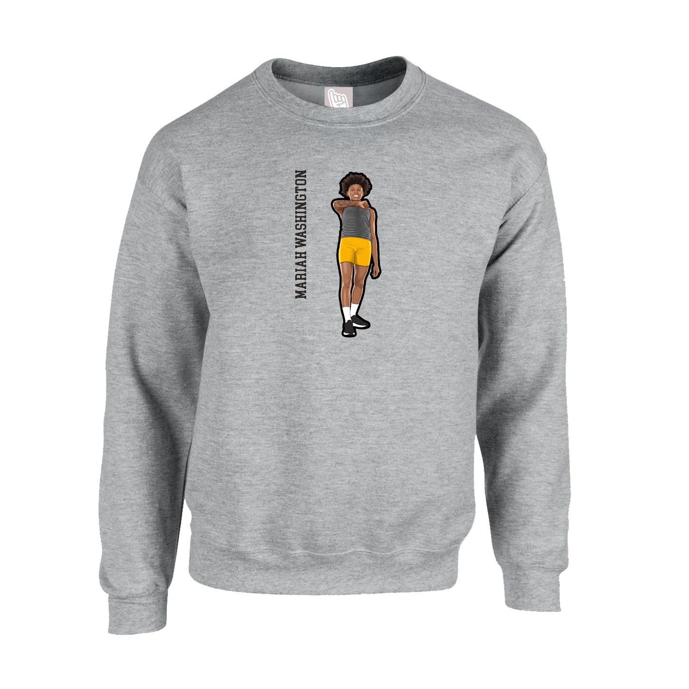 Fleece Crew — Name Vertical in Grey