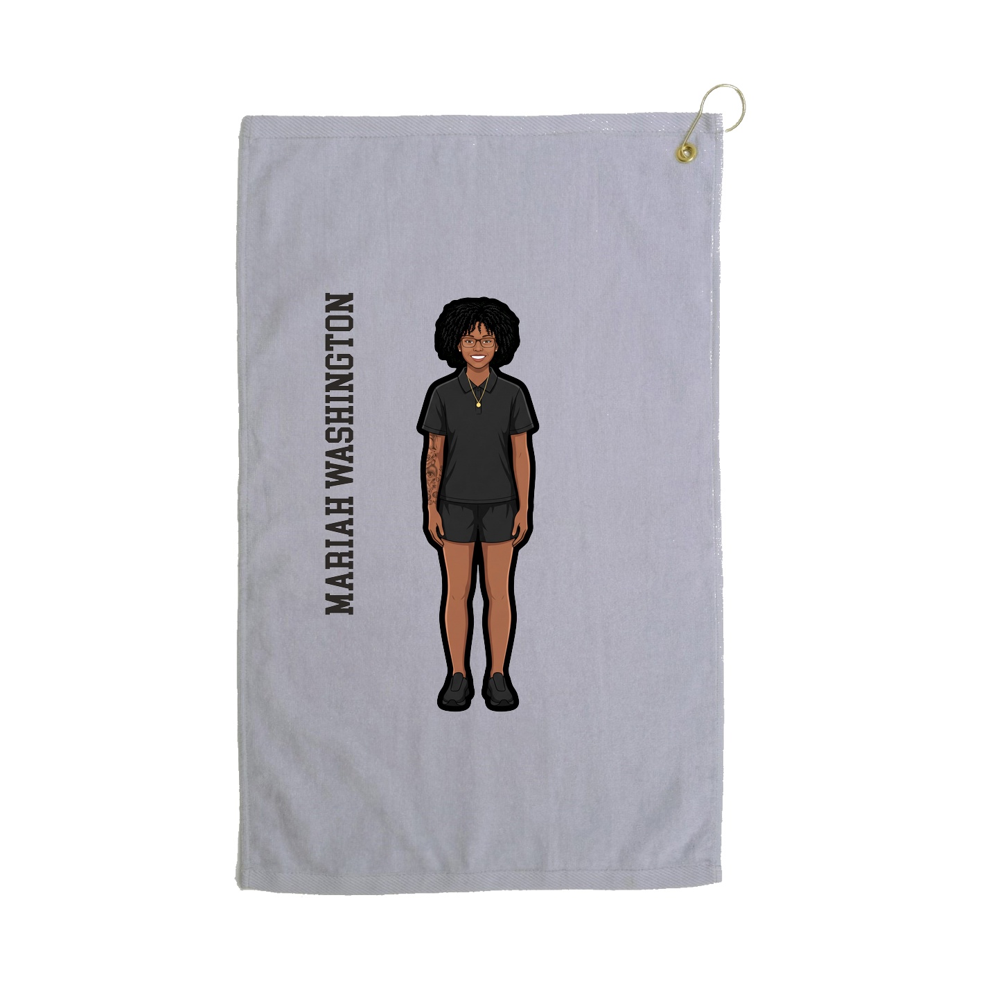 Golf Towel — Name Vertical in Grey