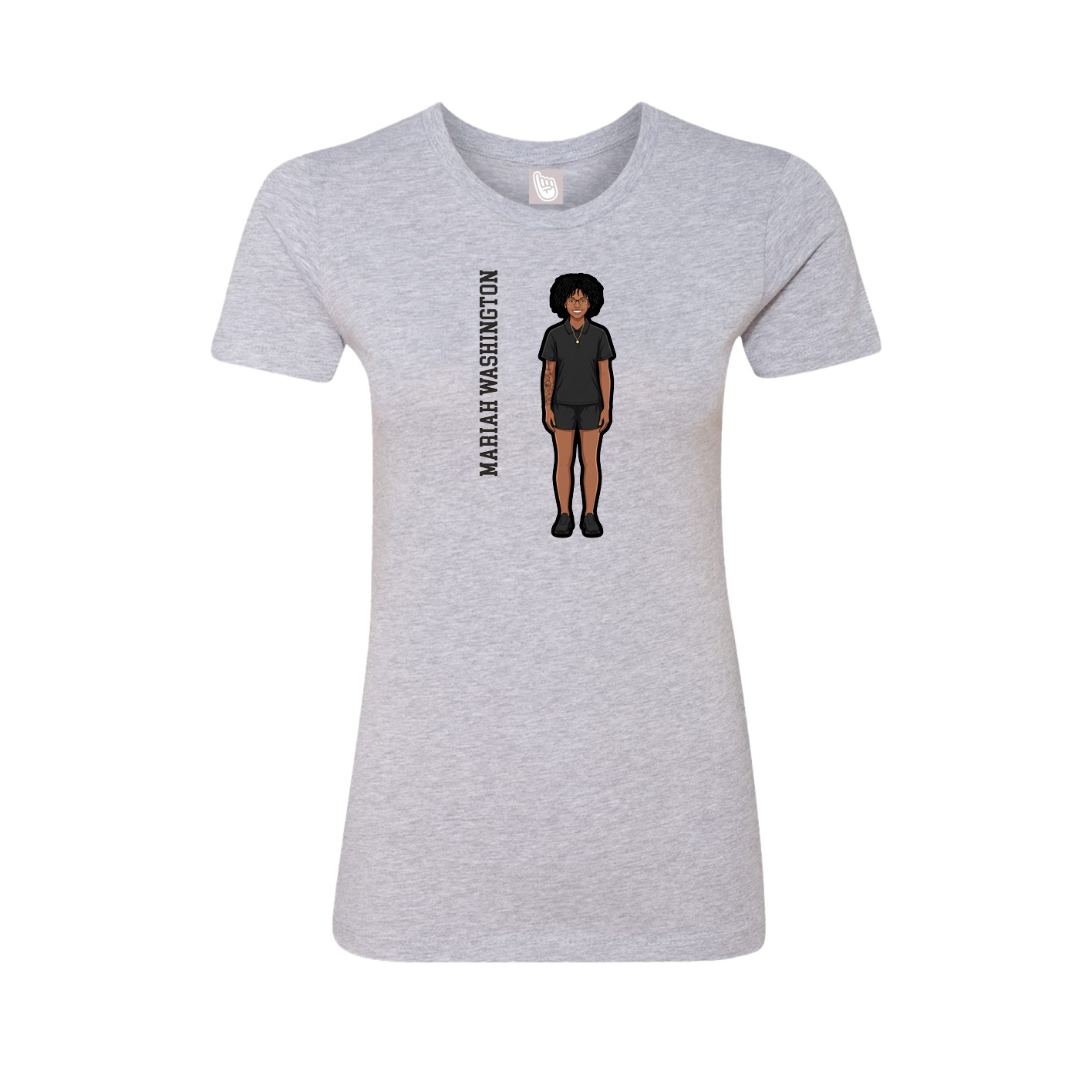 Fitted Women's Tee — Name Vertical in Grey