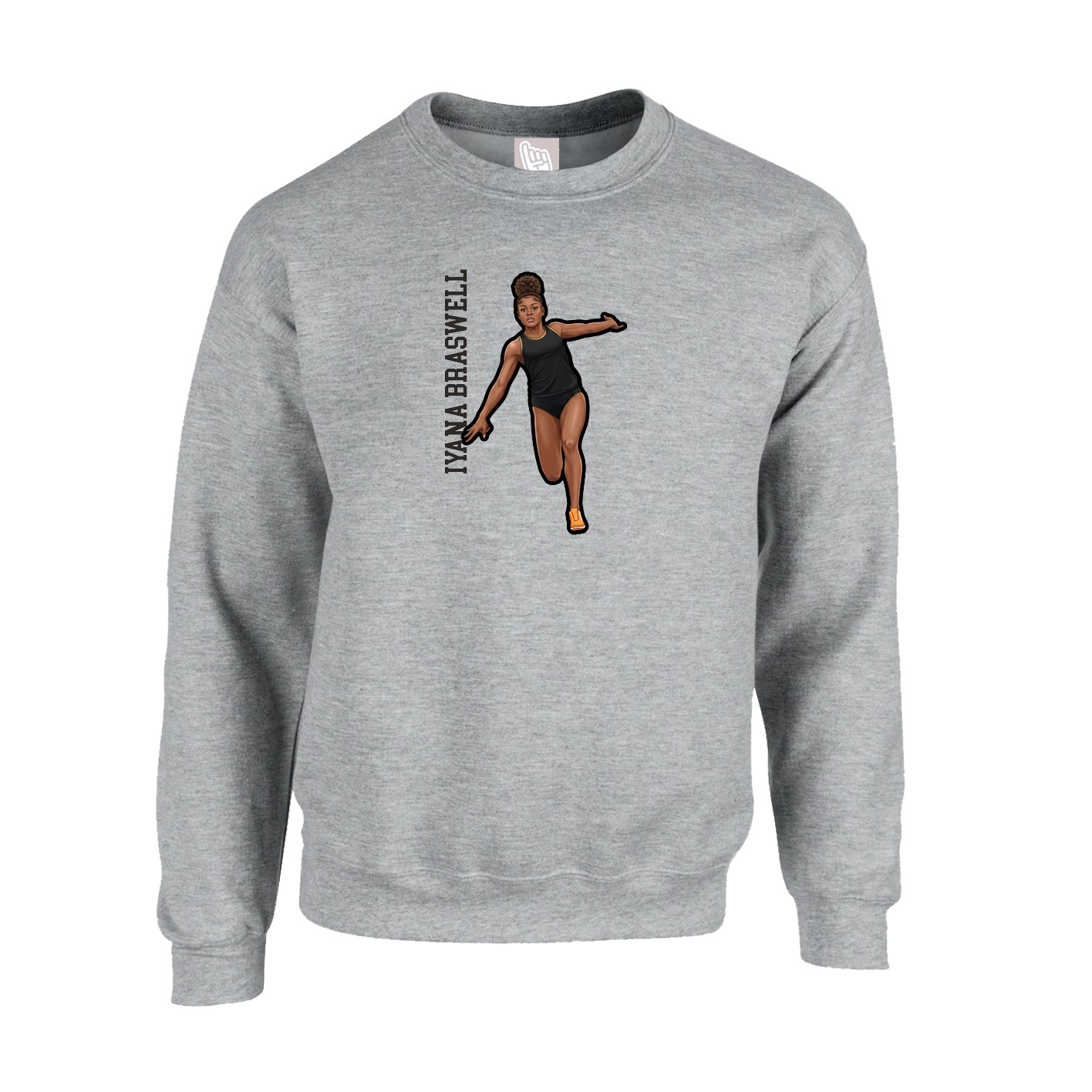 Fleece Crew — Name Vertical in Grey