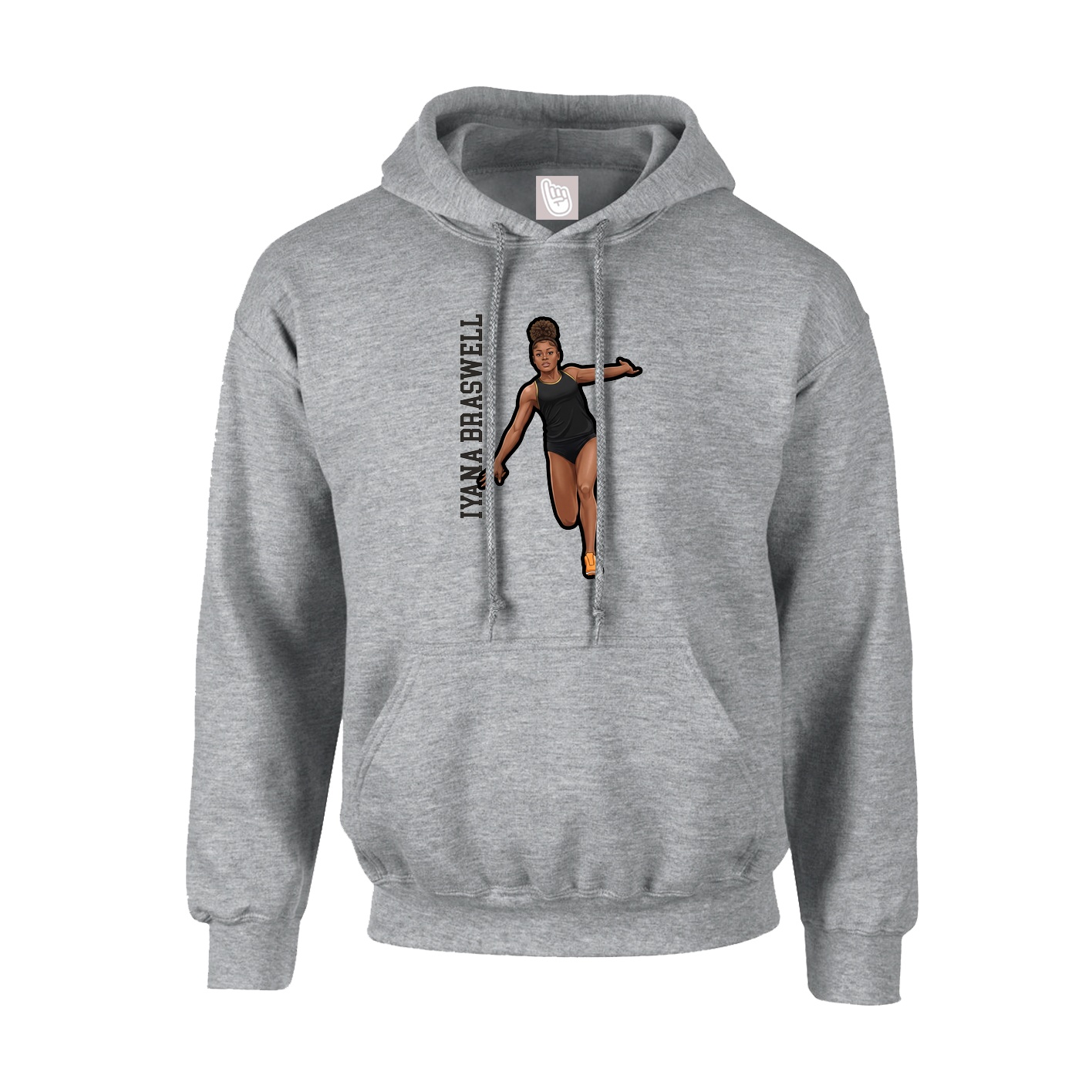 Youth Hoodie — Name Vertical in Grey