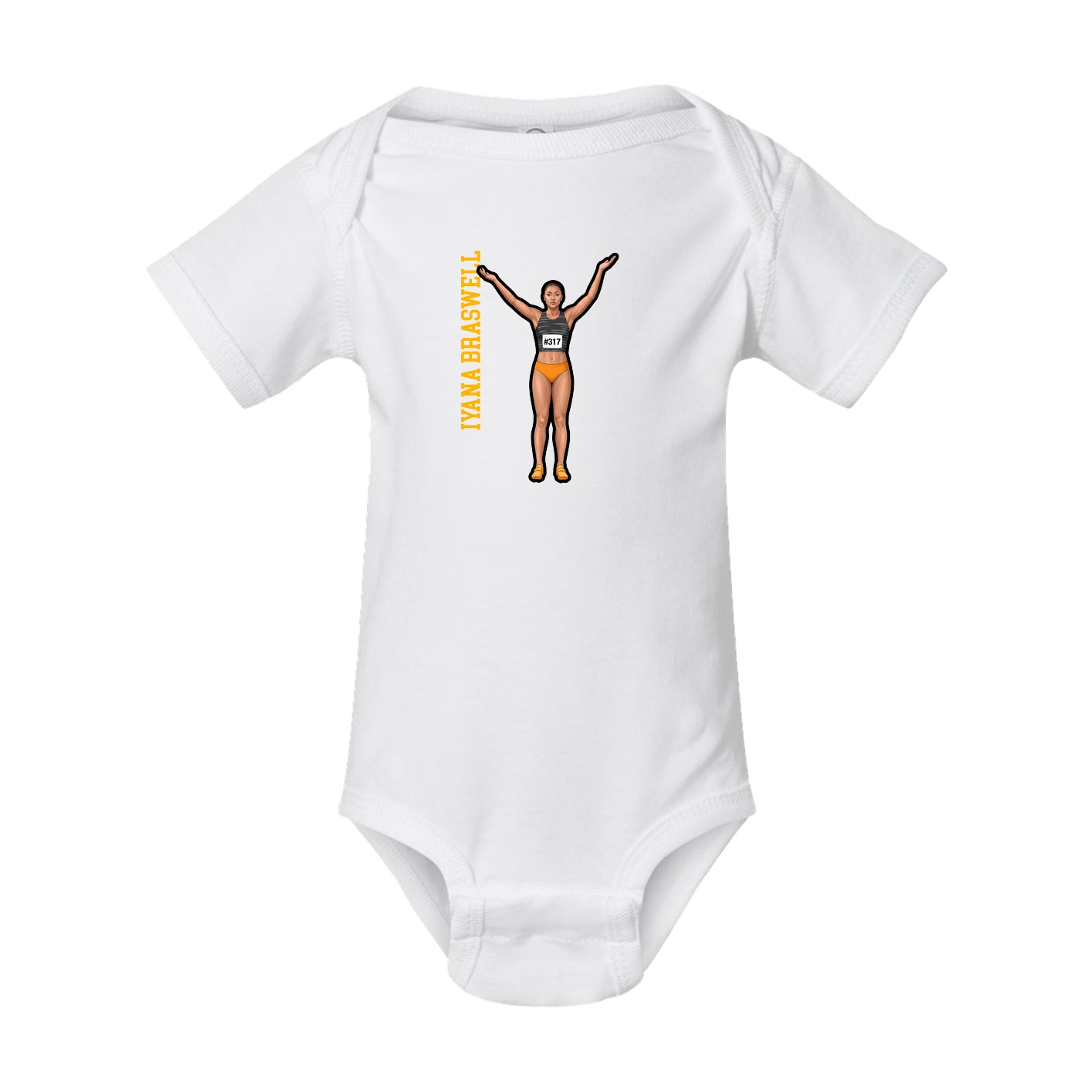 Baby Onesie — Name Vertical in White