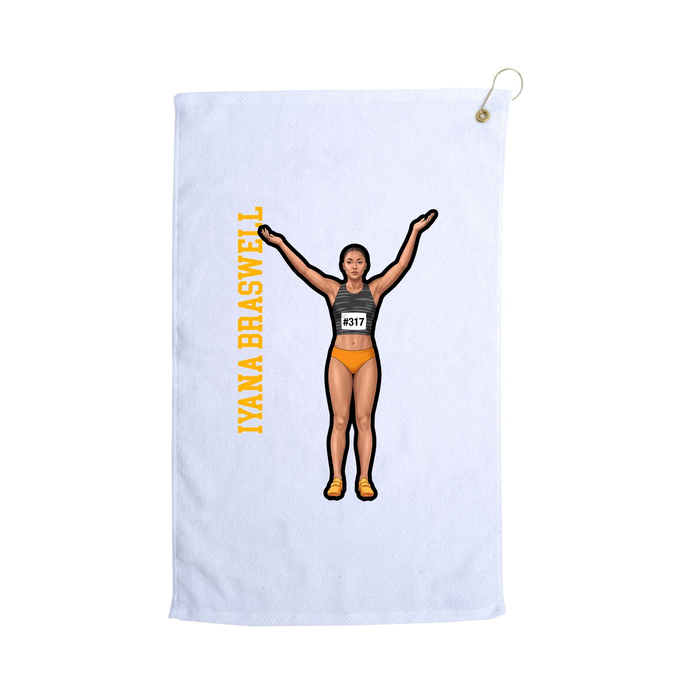 Golf Towel — Name Vertical in White