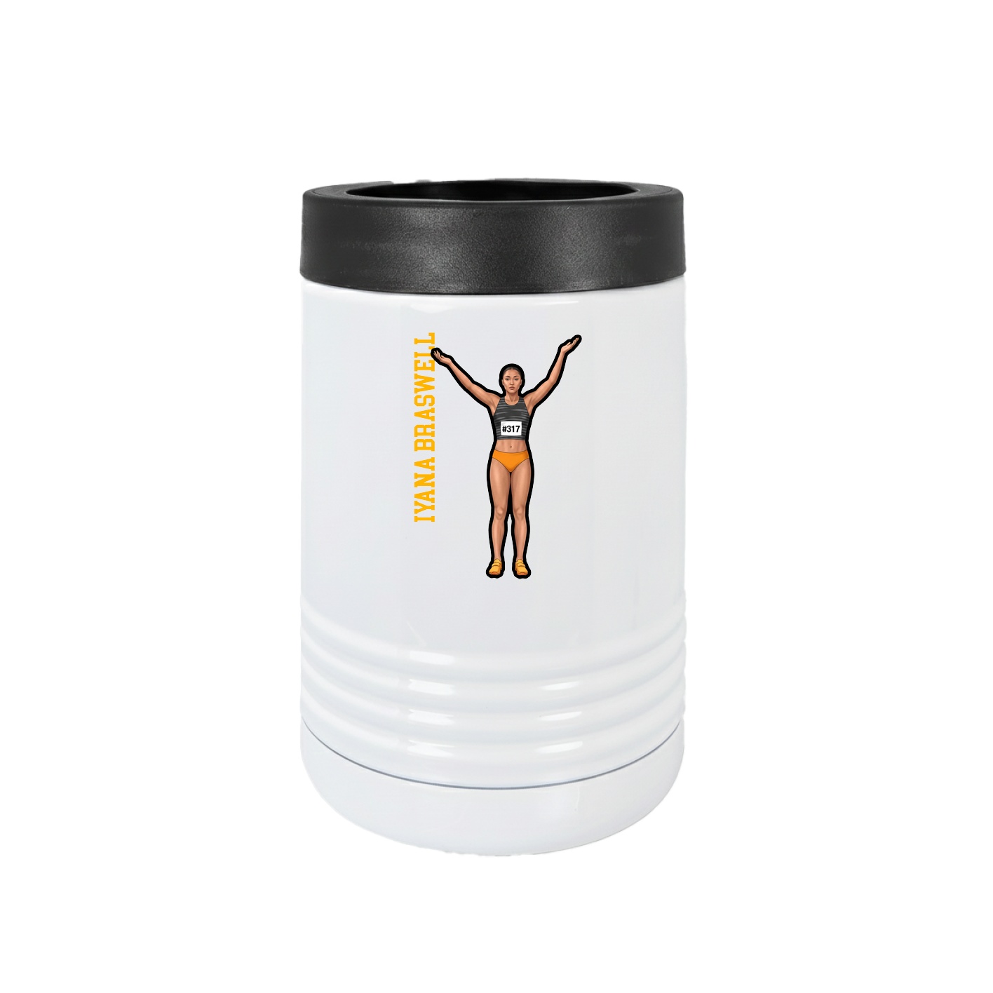Beverage Holder — Name Vertical in White