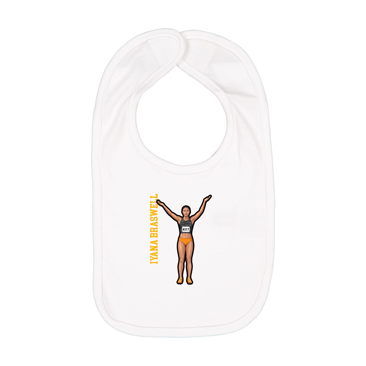 Infant Bib — Name Vertical in White