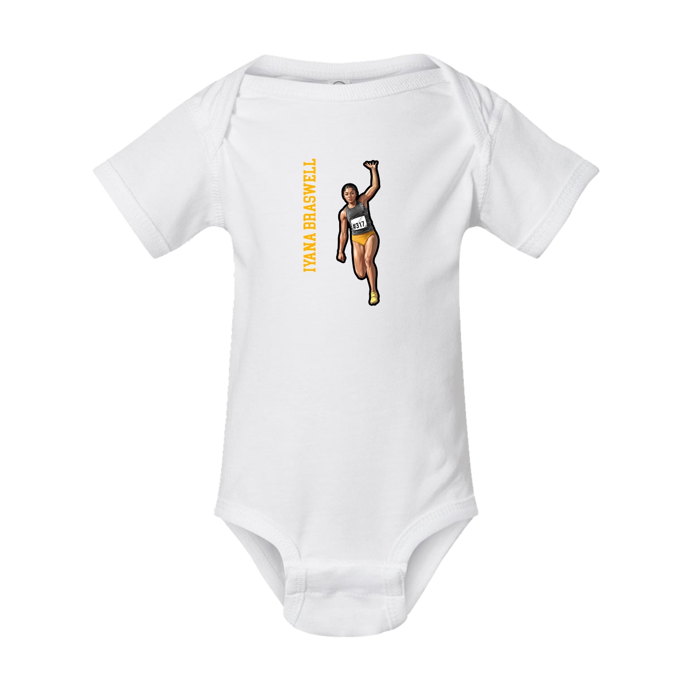 Baby Onesie — Name Vertical in White