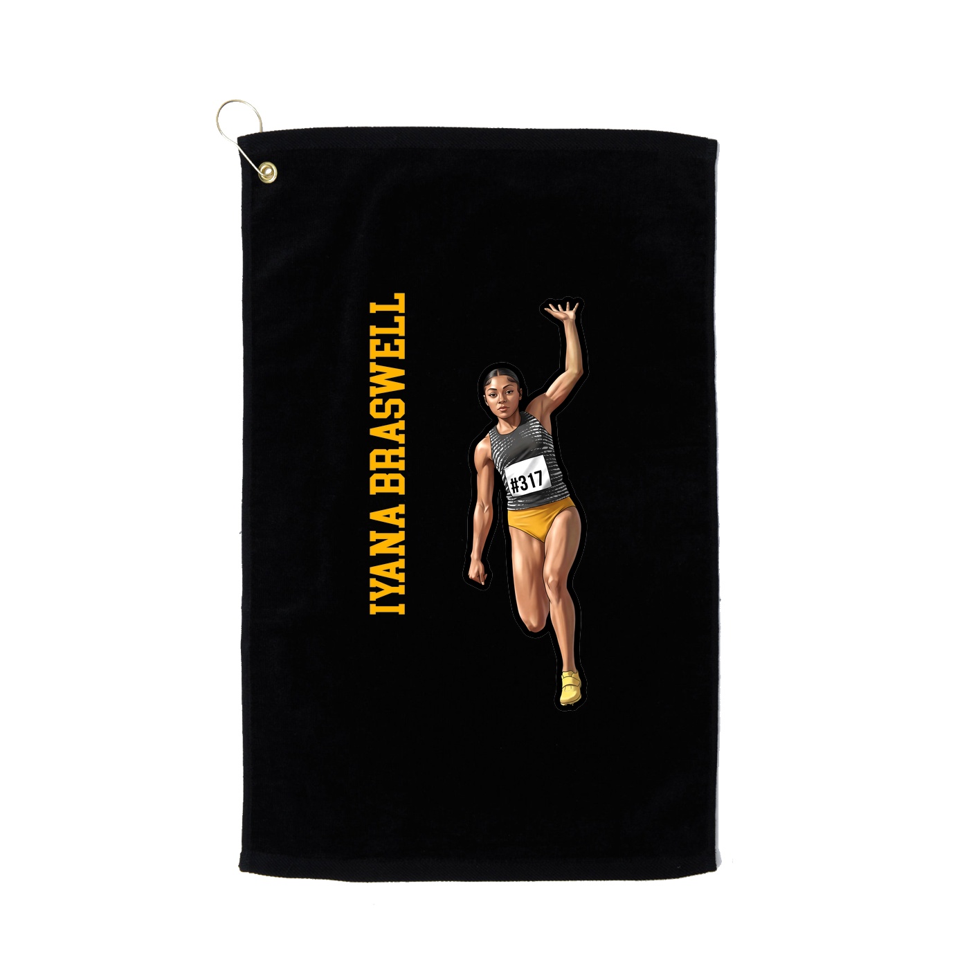 Golf Towel — Name Vertical in Black