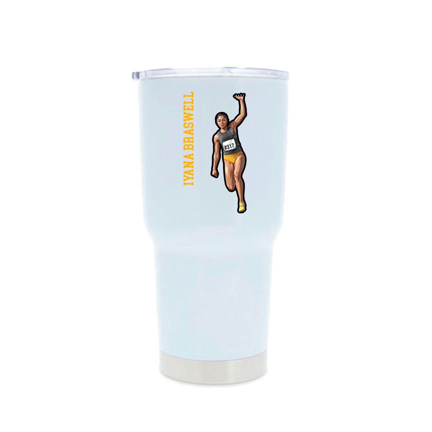 30oz Stainless Steel Tumbler — Name Vertical in White