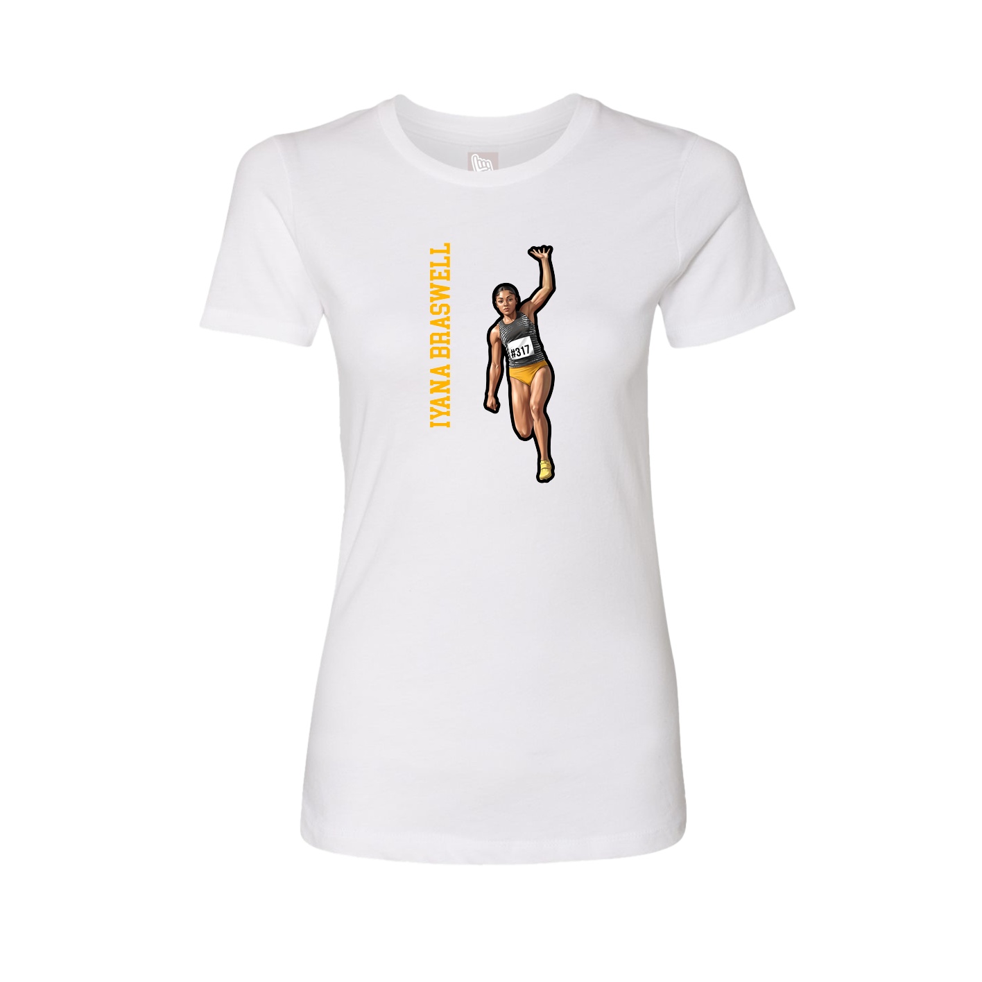 Womens Tee — Name Vertical in White