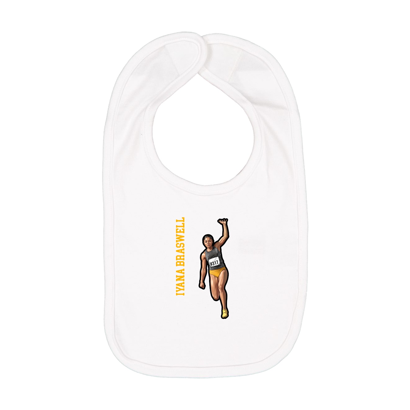 Infant Bib — Name Vertical in White