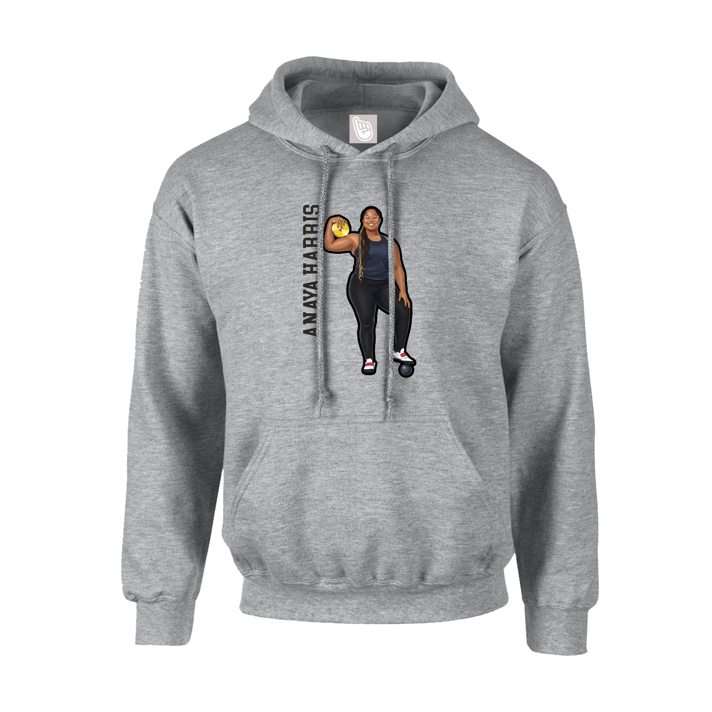 Hoodie — Name Vertical in Grey