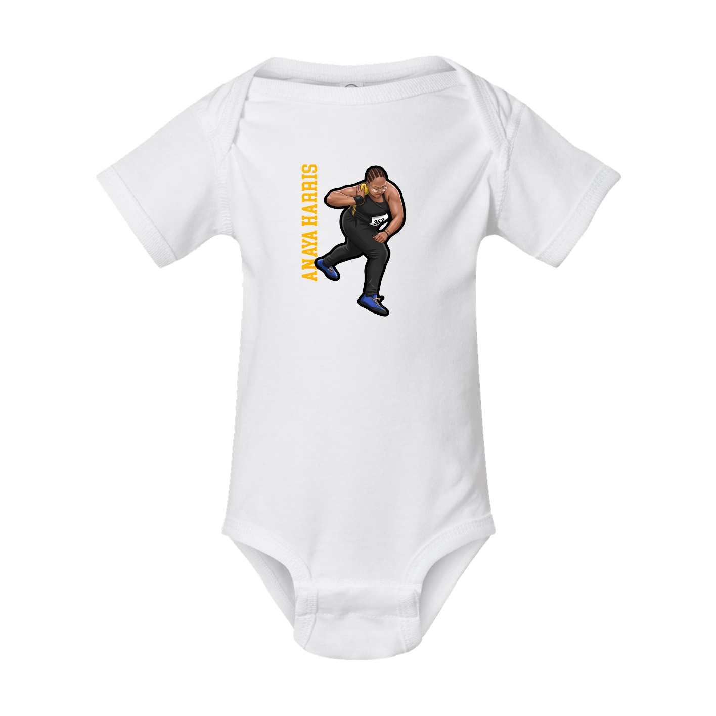 Baby Onesie — Name Vertical in White