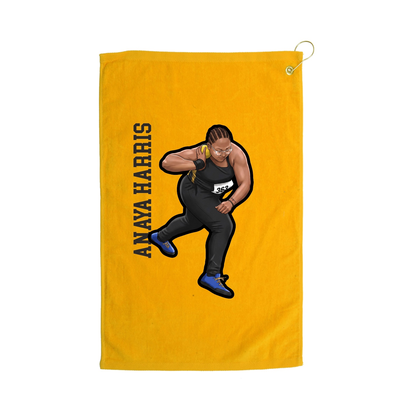 Golf Towel — Name Vertical in Gold