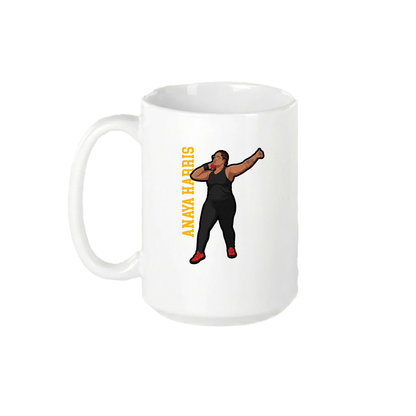 15oz Coffee Mug — Name Vertical in White