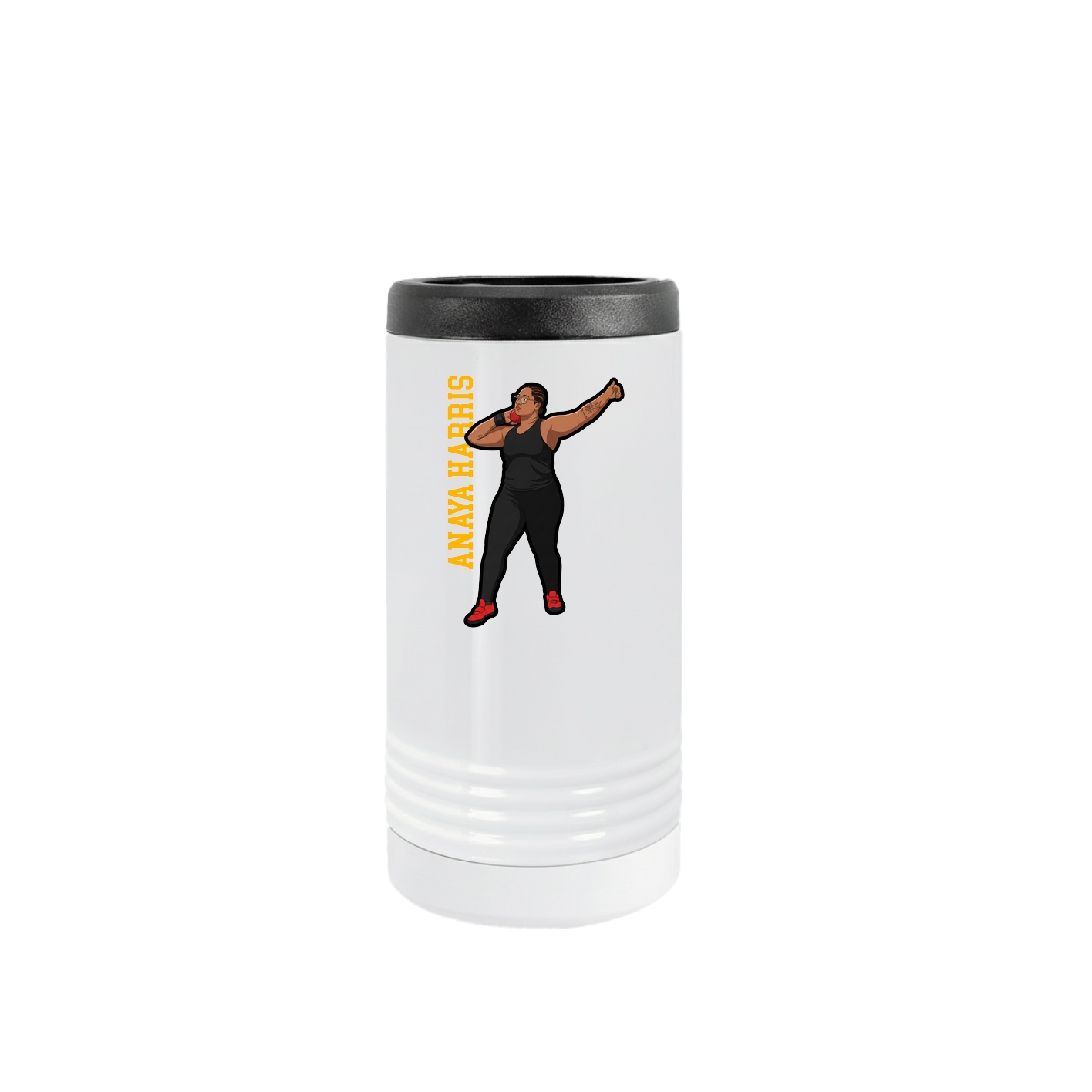 Slim Beverage Holder — Name Vertical in White