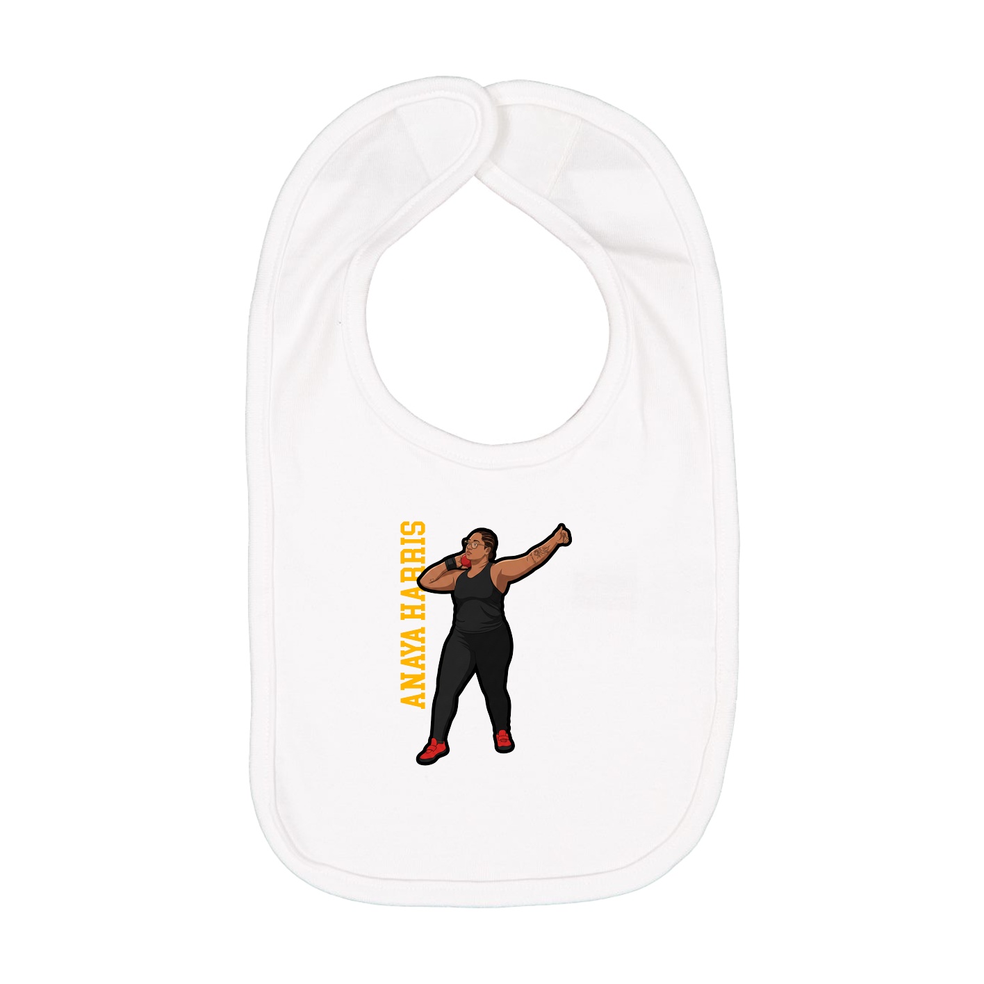 Infant Bib — Name Vertical in White