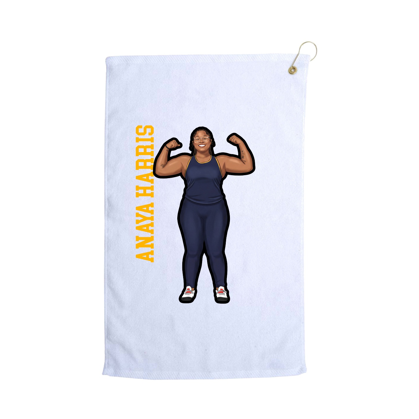 Golf Towel — Name Vertical in White