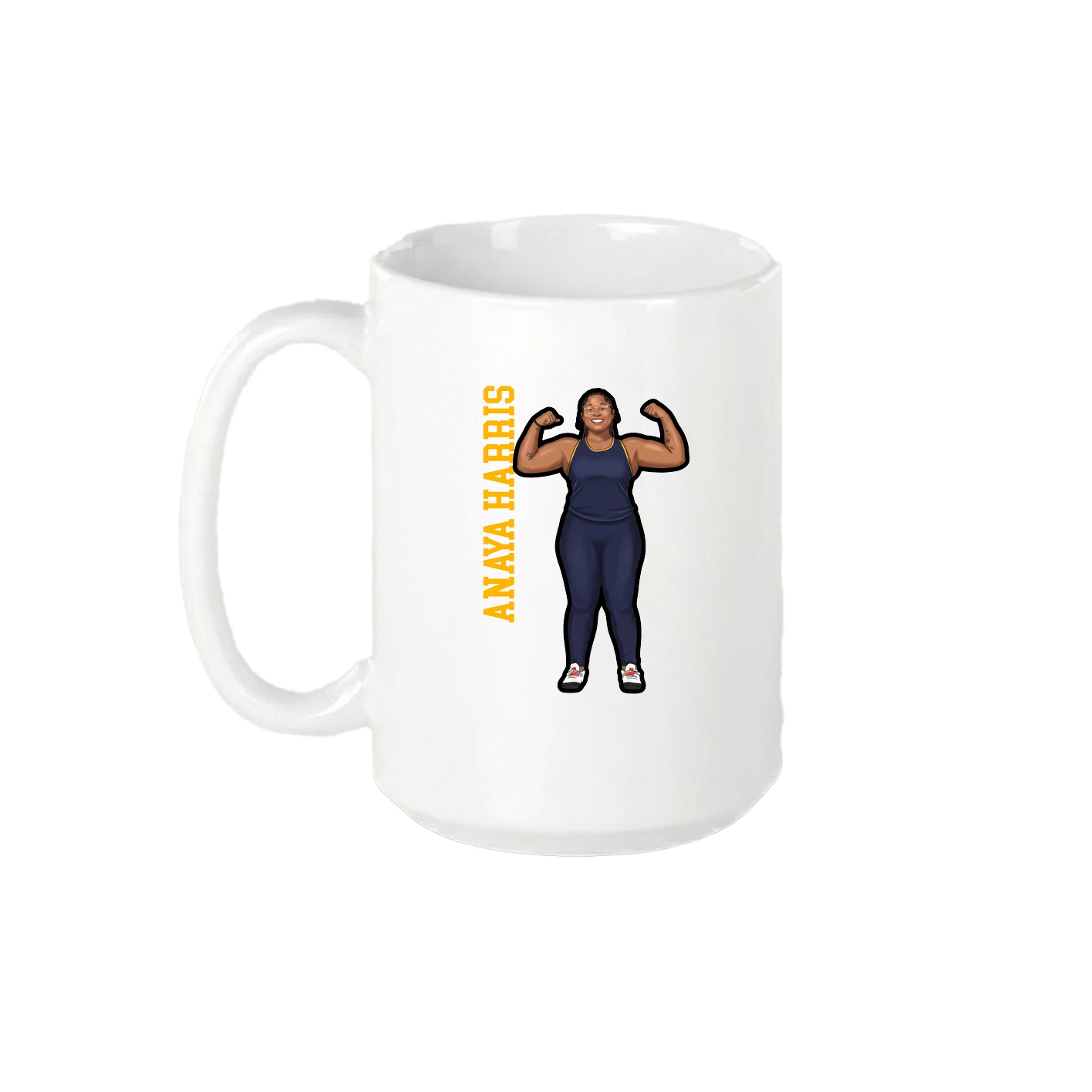 15oz Coffee Mug — Name Vertical in White