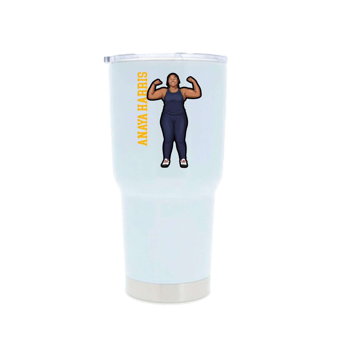 30oz Stainless Steel Tumbler — Name Vertical in White