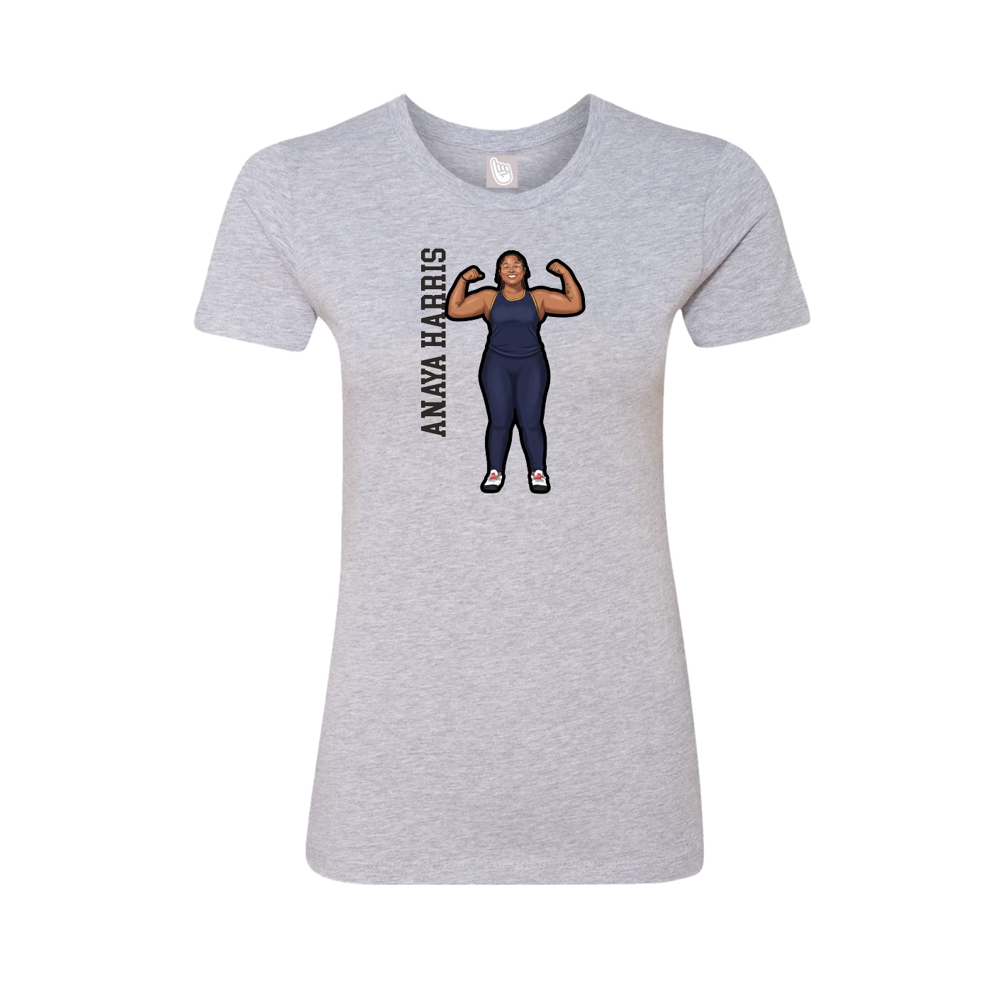 Womens Tee — Name Vertical in Grey