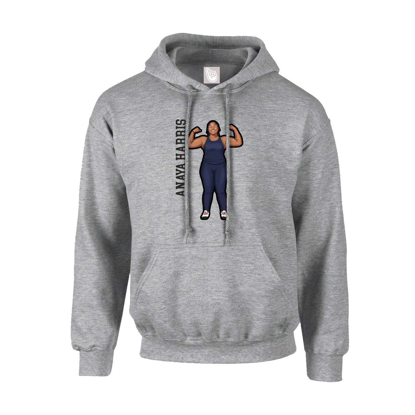 Hoodie — Name Vertical in Grey