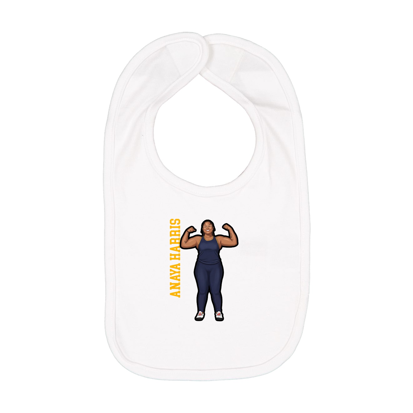 Infant Bib — Name Vertical in White