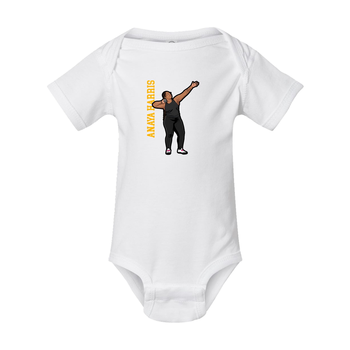 Baby Onesie — Name Vertical in White