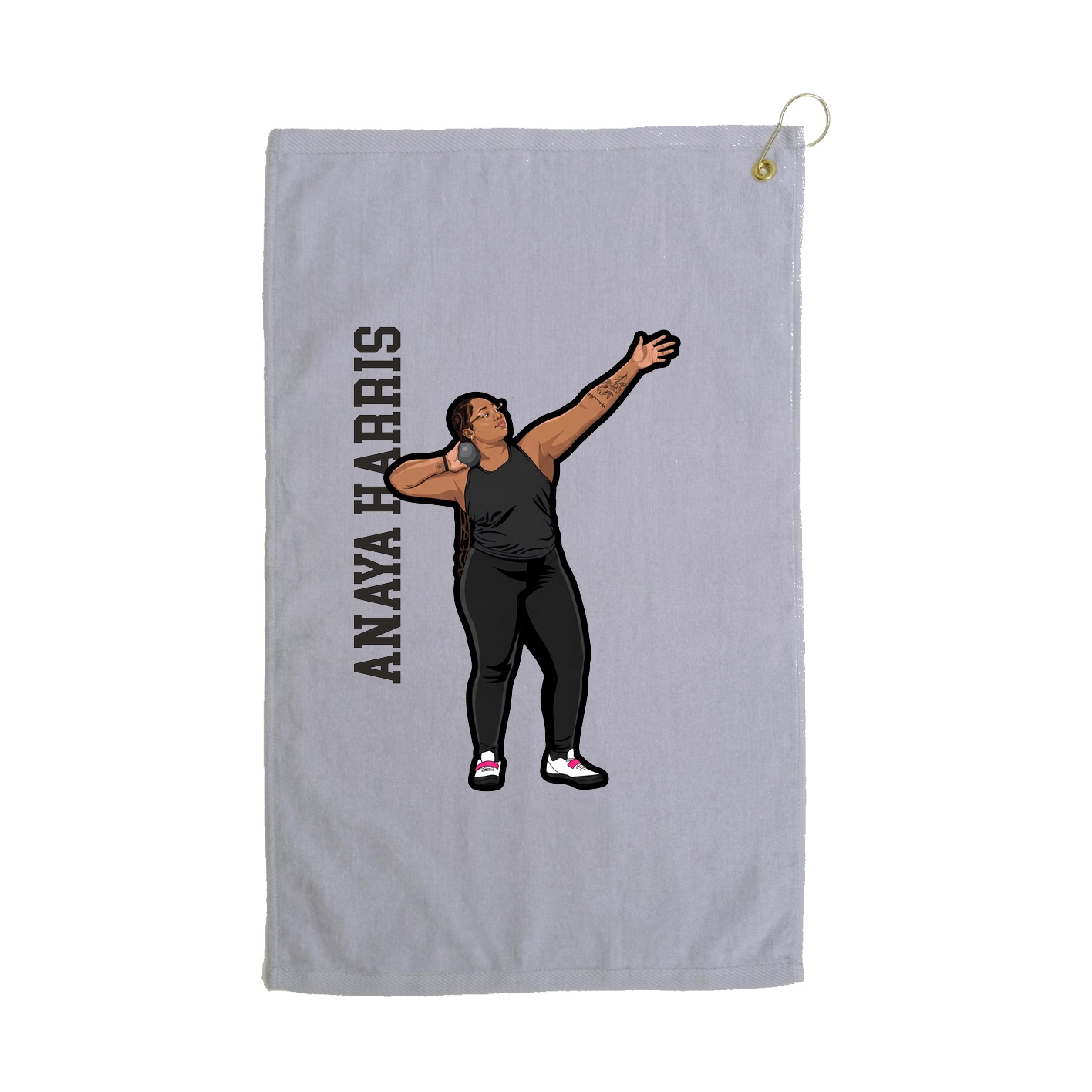 Golf Towel — Name Vertical in Grey