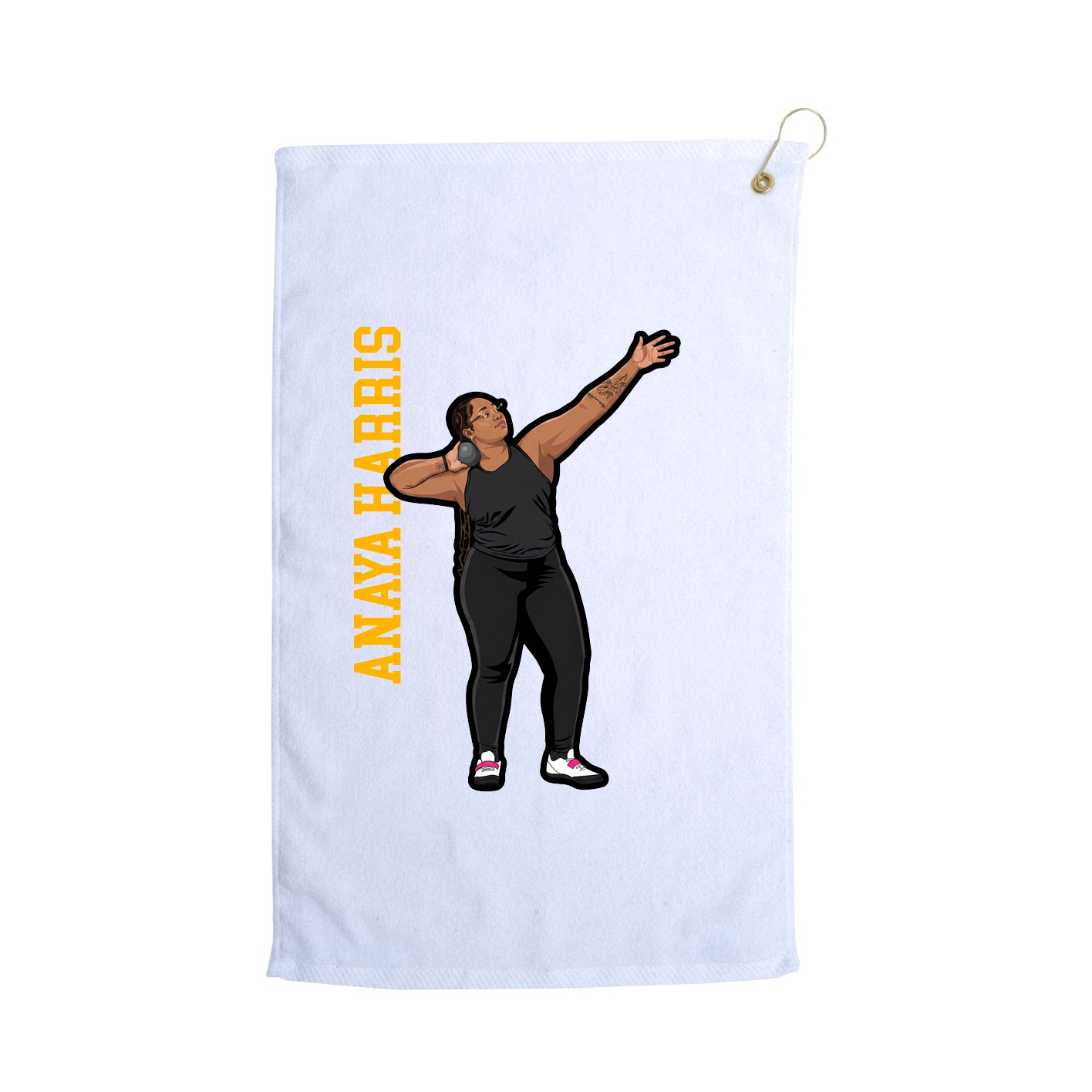 Golf Towel — Name Vertical in White