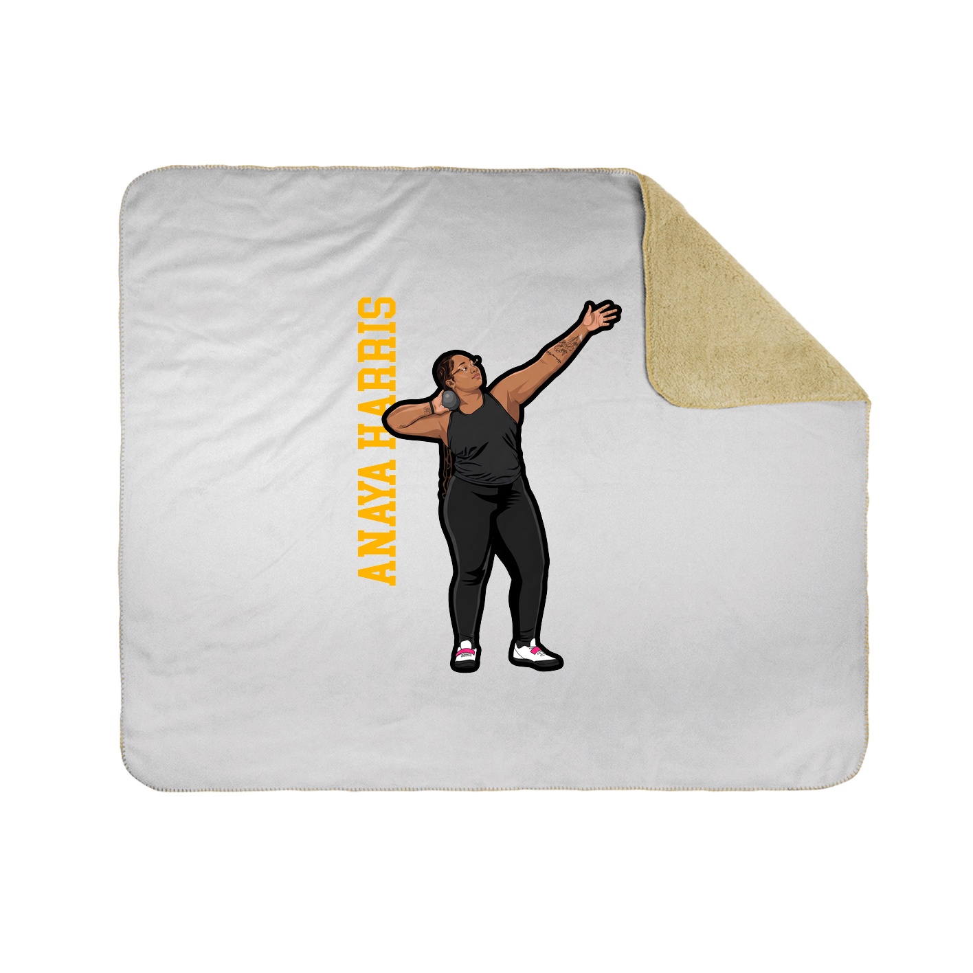 Throw Blanket — Name Vertical in White