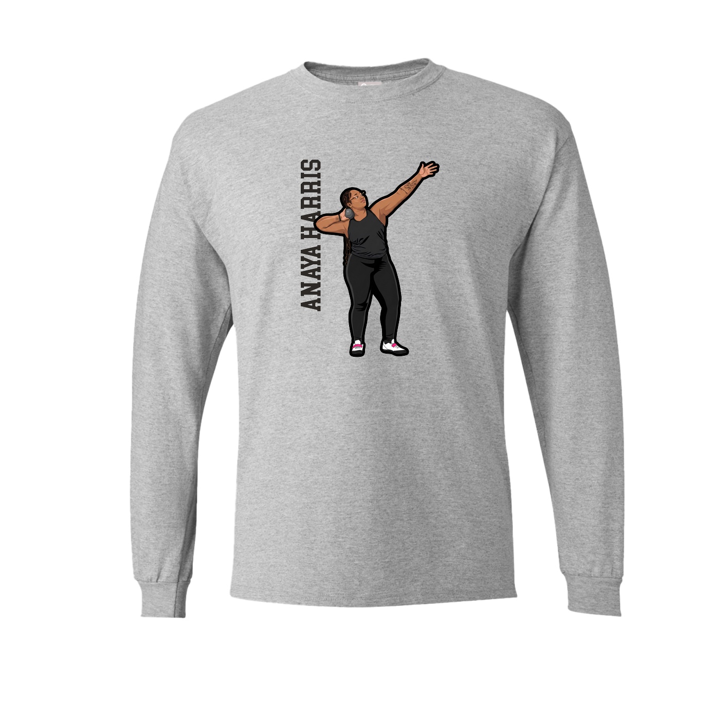 Long Sleeve Tee — Name Vertical in Grey