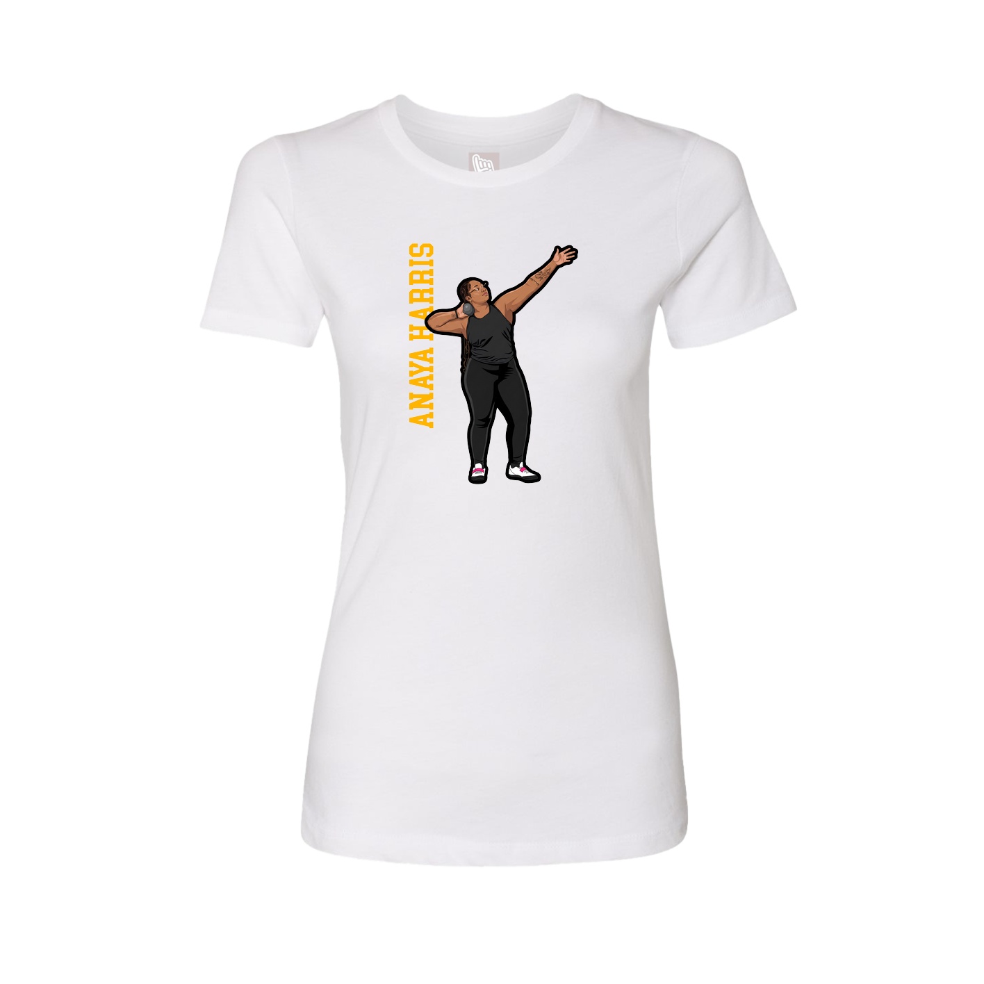 Womens Tee — Name Vertical in White