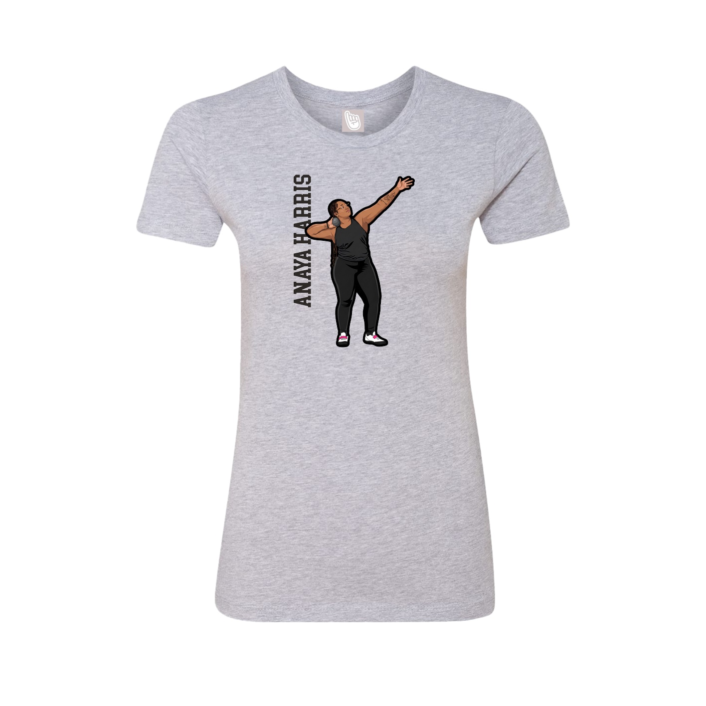 Fitted Women's Tee — Name Vertical in Grey