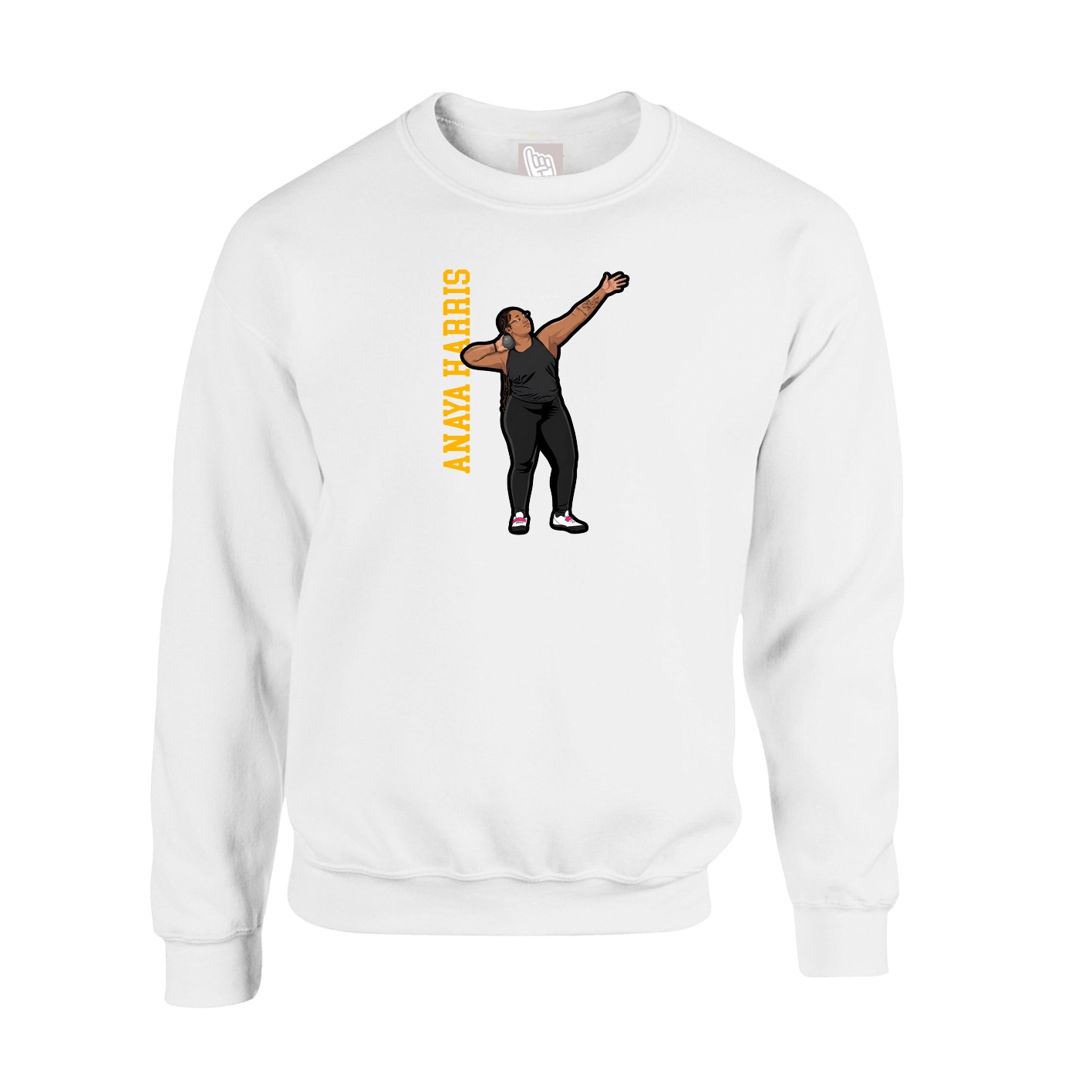 Fleece Crew — Name Vertical in White