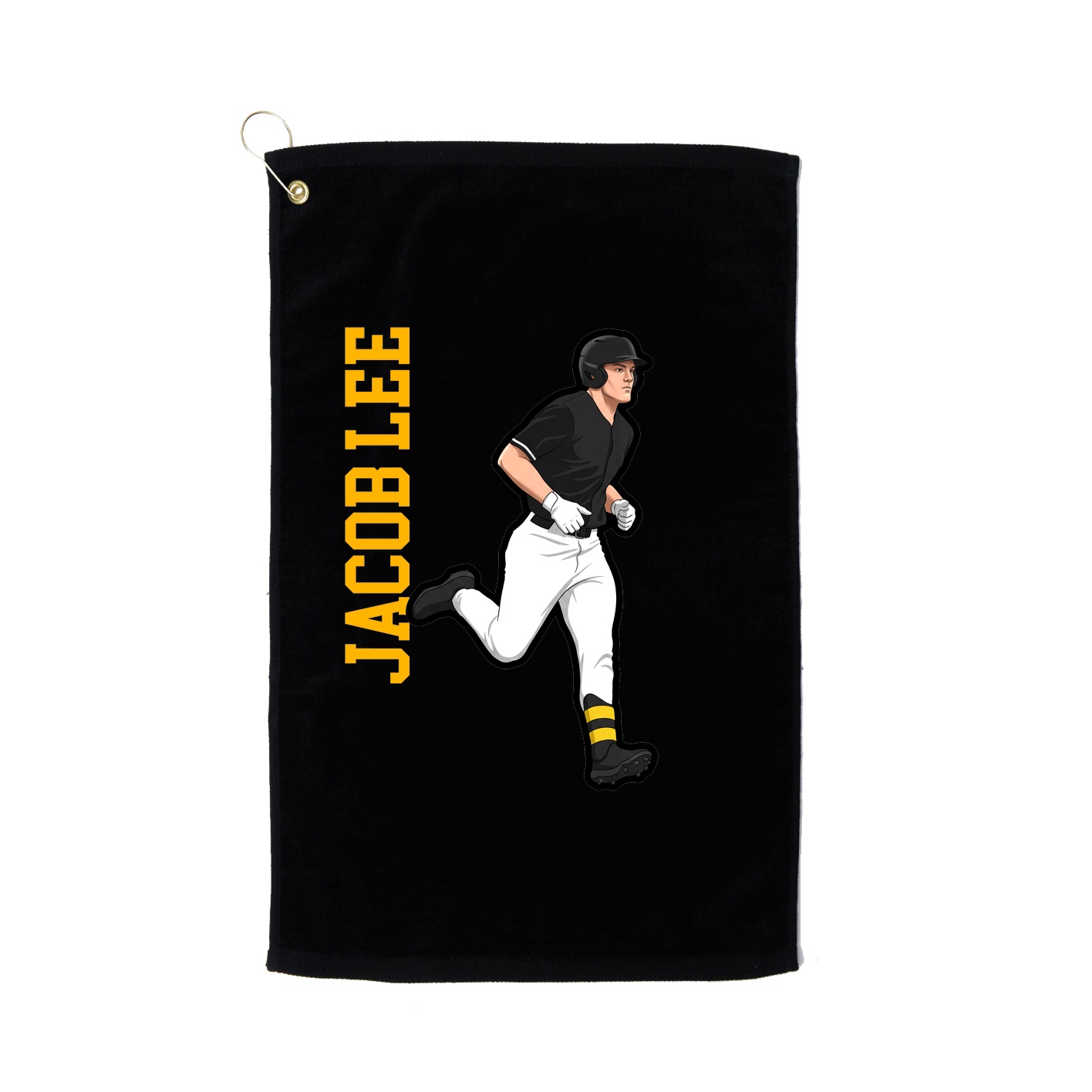 Golf Towel — Name Vertical in Black