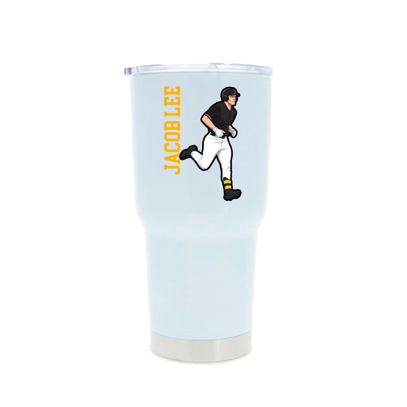 30oz Stainless Steel Tumbler — Name Vertical in White