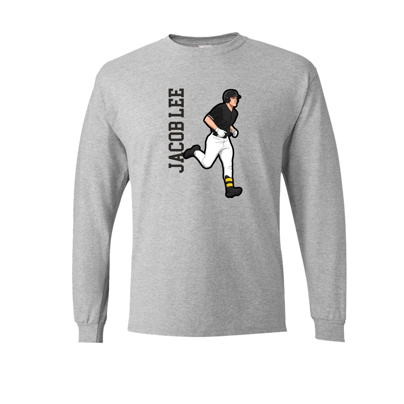 Long Sleeve Tee — Name Vertical in Grey