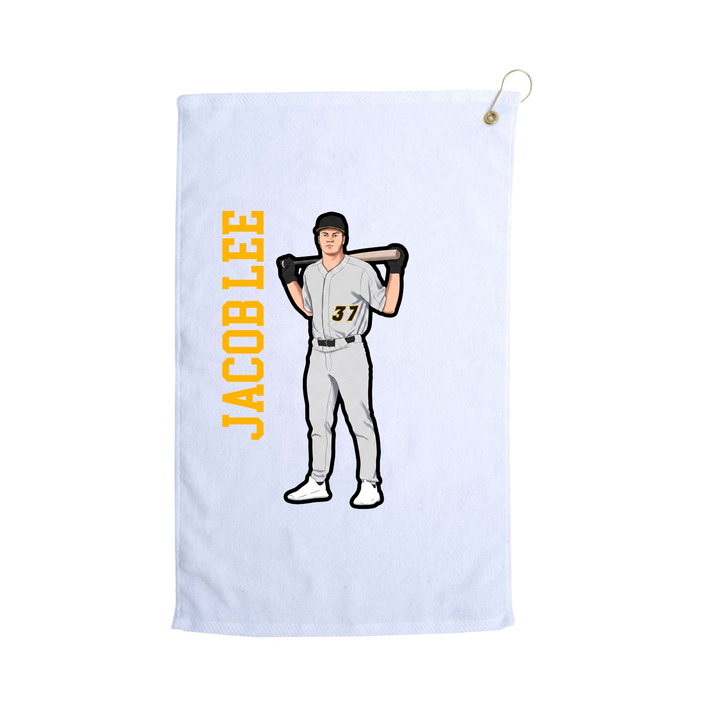 Golf Towel — Name Vertical in White