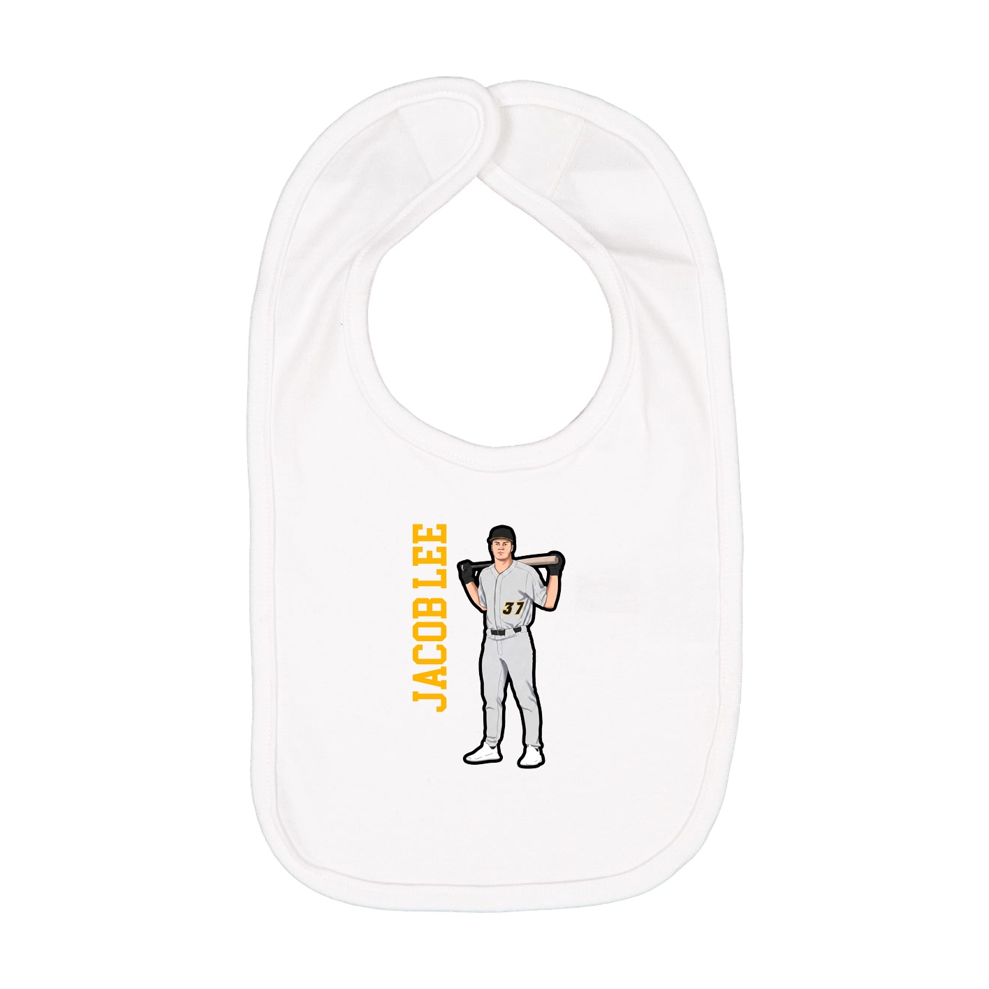 Infant Bib — Name Vertical in White
