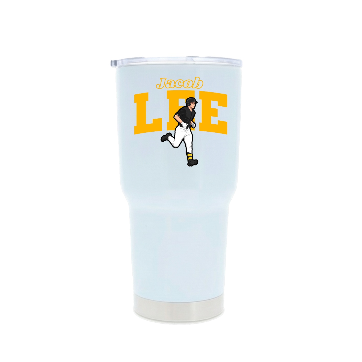 30oz Stainless Steel Tumbler — Name Arch in White