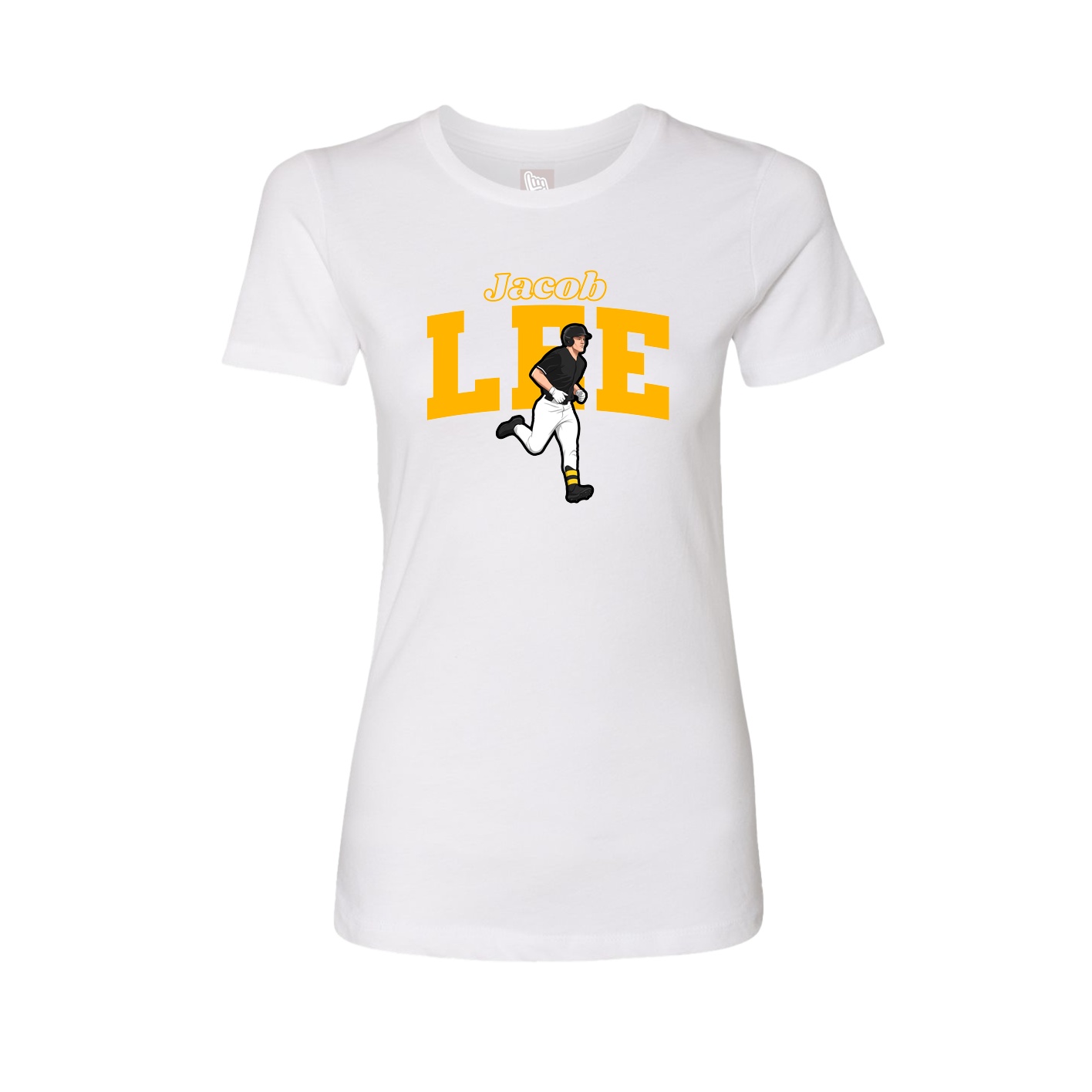 Fitted Women's Tee — Name Arch in White