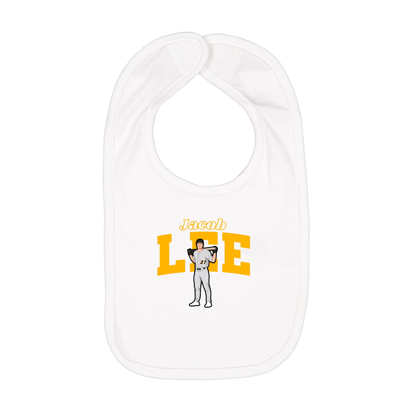 Infant Bib — Name Arch in White