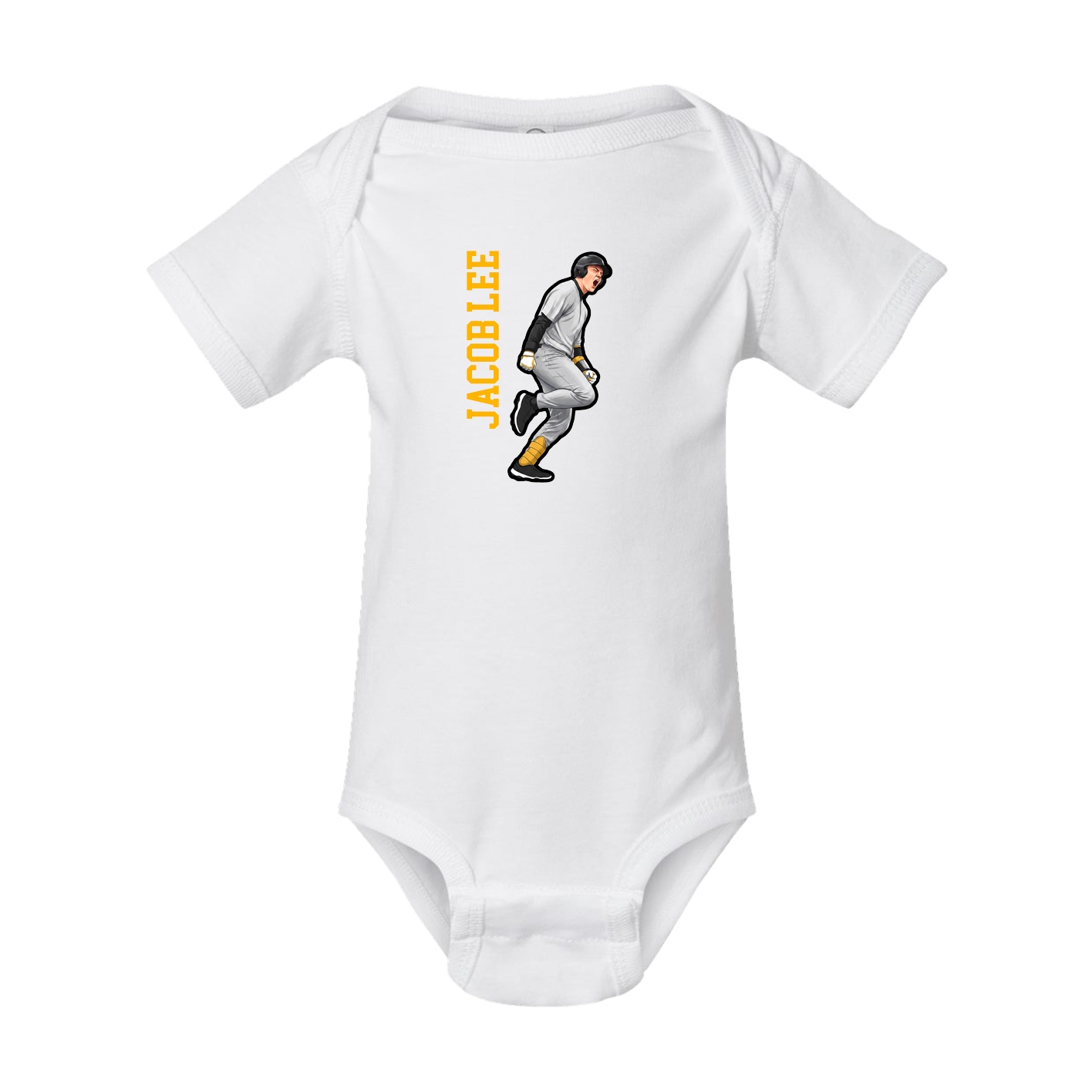 Baby Onesie — Name Vertical in White